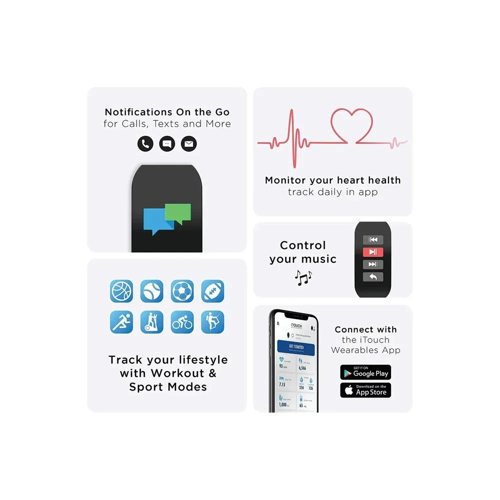 NEW iTouch Active Health & Fitness Tracker Smartwatch Tie Dye Heart Rate Monitor